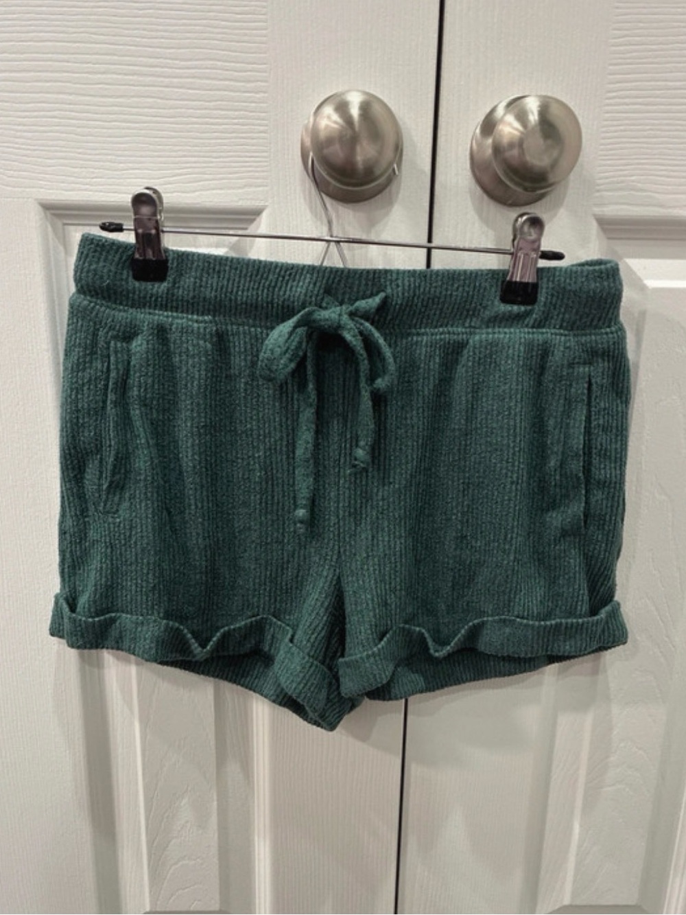 SO Ribbed High Waist Shorts Forest Green Medium